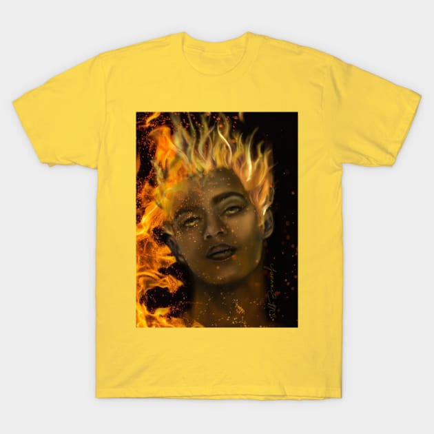 Face in the flames T-Shirt by Jem-Stoned